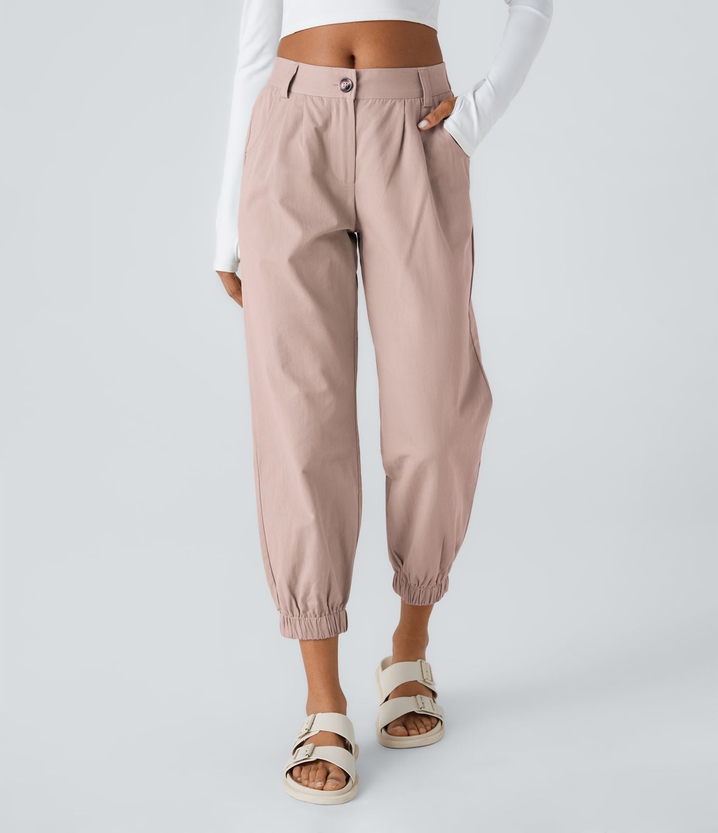 Joggings décontractés à taille mi-haute avec poches