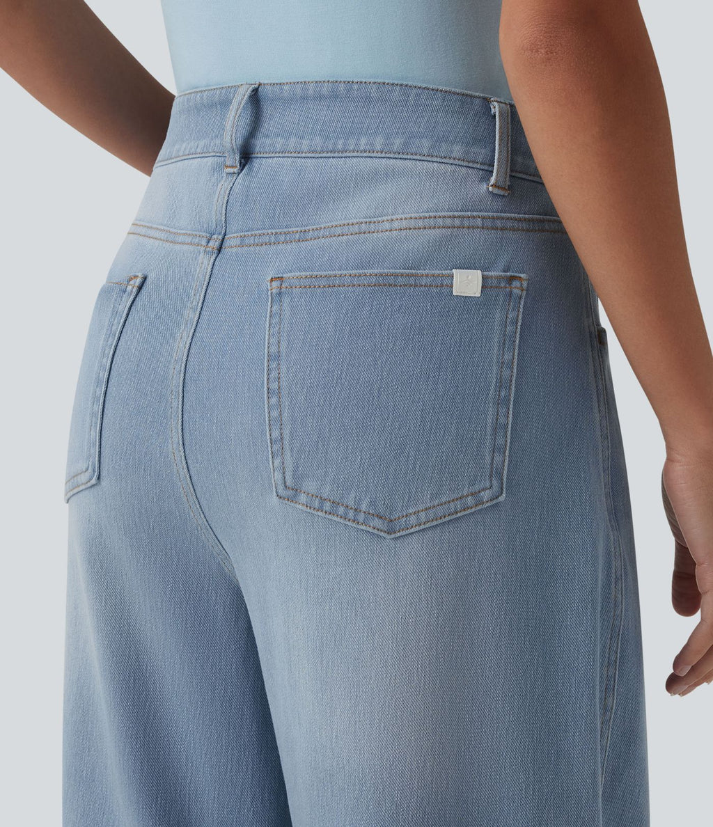 Jean Barrel 7/8 taille basse Halara Flex™ avec poches zippées