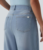 Jean Barrel 7/8 taille basse Halara Flex™ avec poches zippées