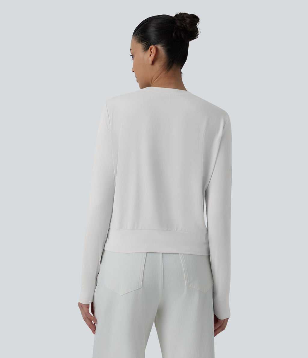 T-shirt casual col rond manches longues coupe ample