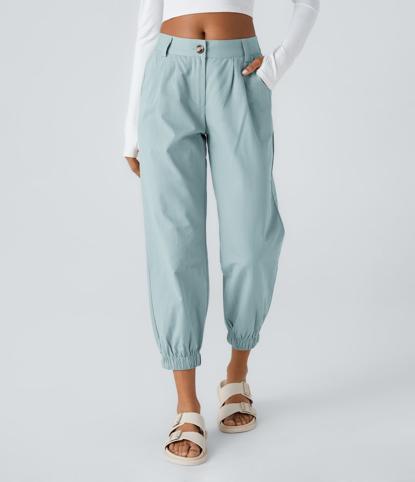 Joggings décontractés à taille mi-haute avec poches