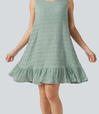 Robe mini sans manches à encolure arrondie avec ourlet à volants, coussinets amovibles et bonnets E à G