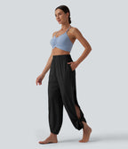 Jogging de yoga taille haute effet frais InstantCool liens sur les côtés avec poches, protection solaire UPF50+