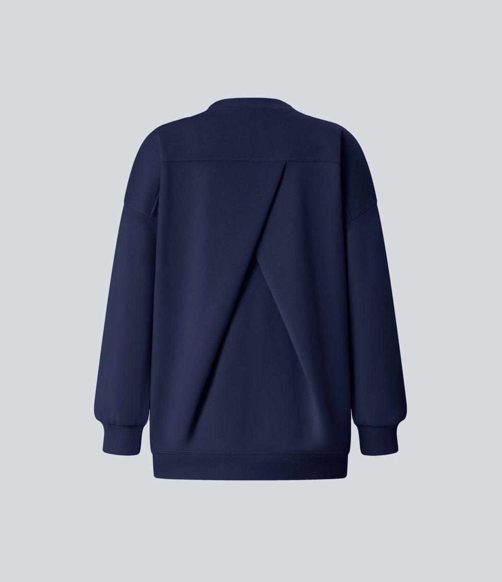 Sweat-shirt décontracté en polaire, col rond, manches longues, poches latérales, coupe oversize