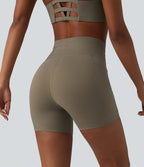 Short de cycliste yoga uni taille haute 12,5 cm avec cordon de serrage et poches