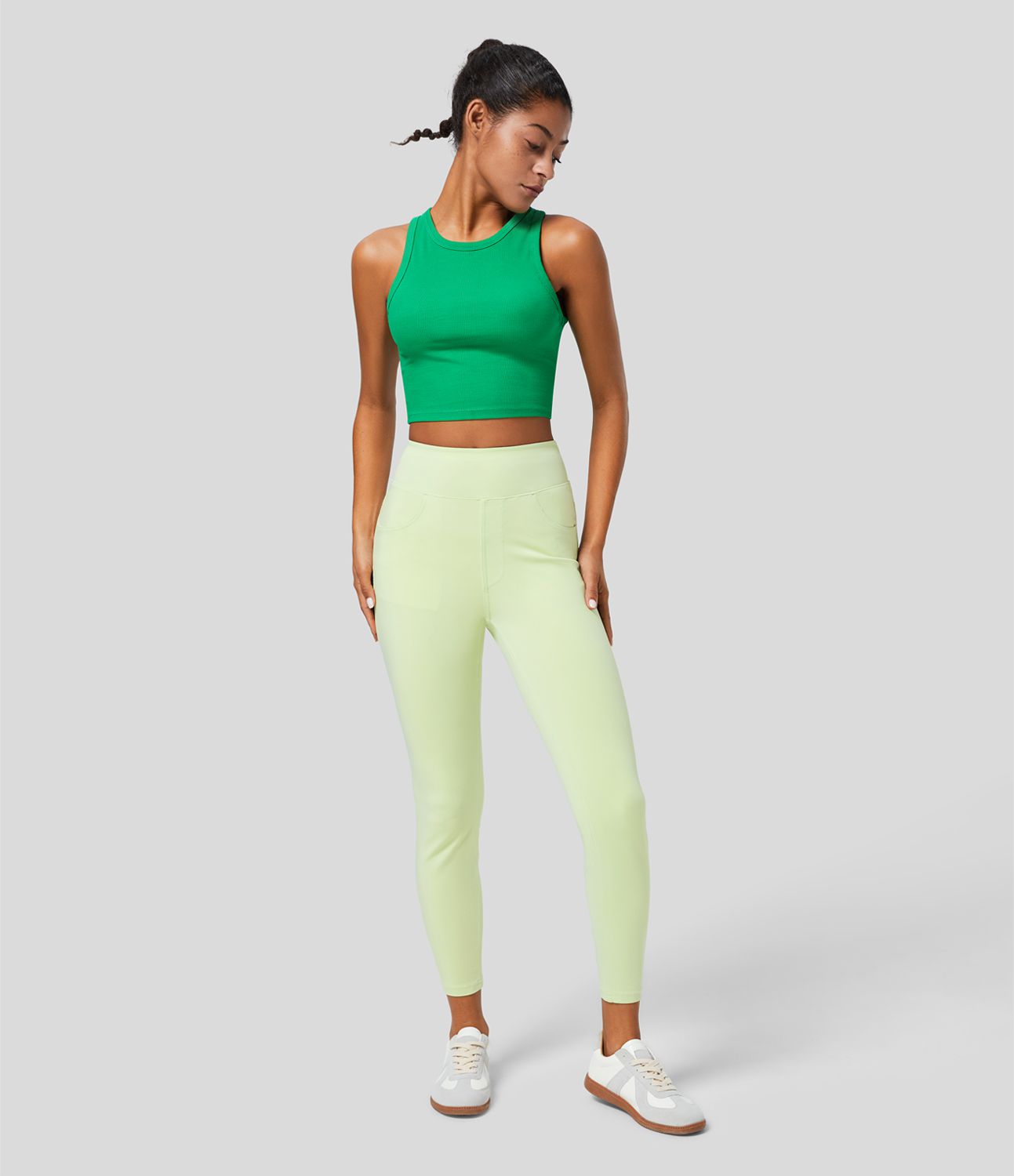 Halara Flex™ Jegging Casual 7/8 Tricot Extensible Coloré avec Taille Haute et Multiples Poches
