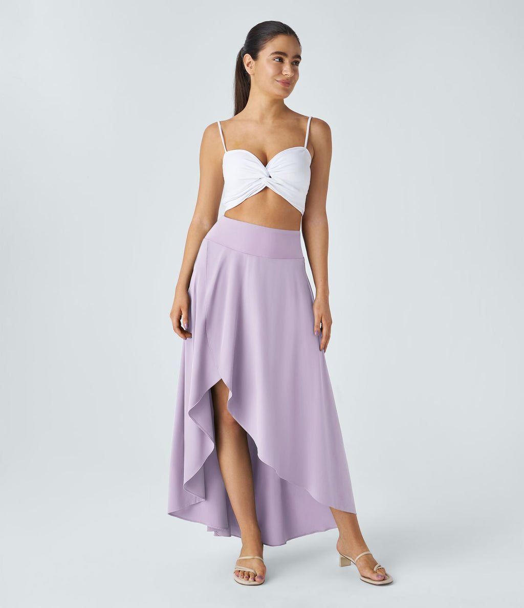 Jupe Longue Casual Breezeful™ Taille Haute à Volants 2en1 Fluide Sèchement Rapide Quotidien Maxi