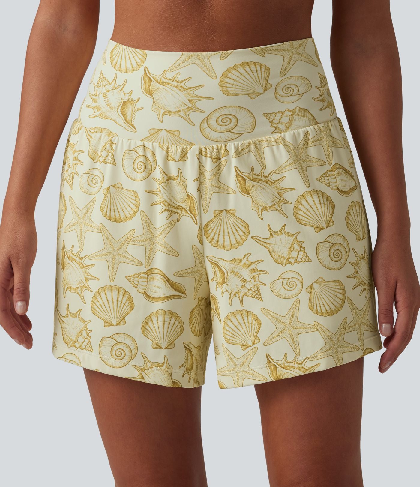 Short taille haute 2 en 1 à motif coquillage 12,5 cm avec poches