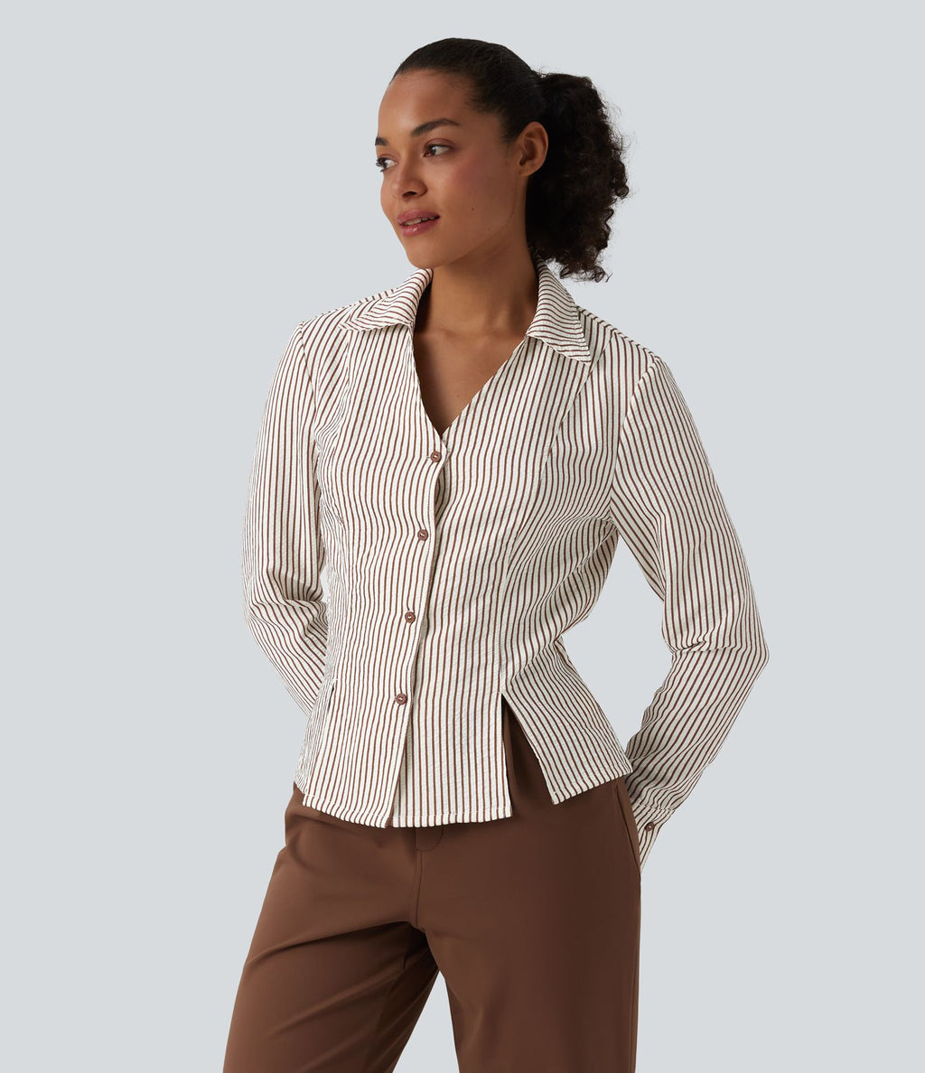 Chemise tailleur manches longues à rayures