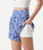 Short 2-en-1 taille haute imprimé plantes tropicales 12,5 cm avec poches