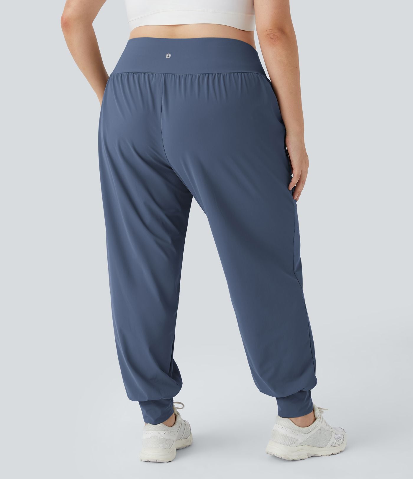 Jogging Yoga Grande Taille Taille Haute avec Poches Latérales Unies