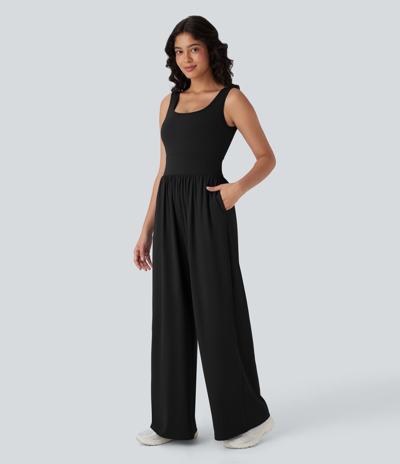 Combinaison de yoga large fluide dos nu bretelles croisées Softlyzero™ Airy Cool Touch avec poches - Easy Peasy