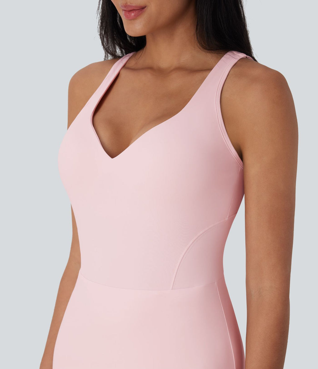 Robe de sport yoga 2-en-1 SoftlyZero™ Plush push-up coques moulées avec poches édition Easy Peasy E-G
