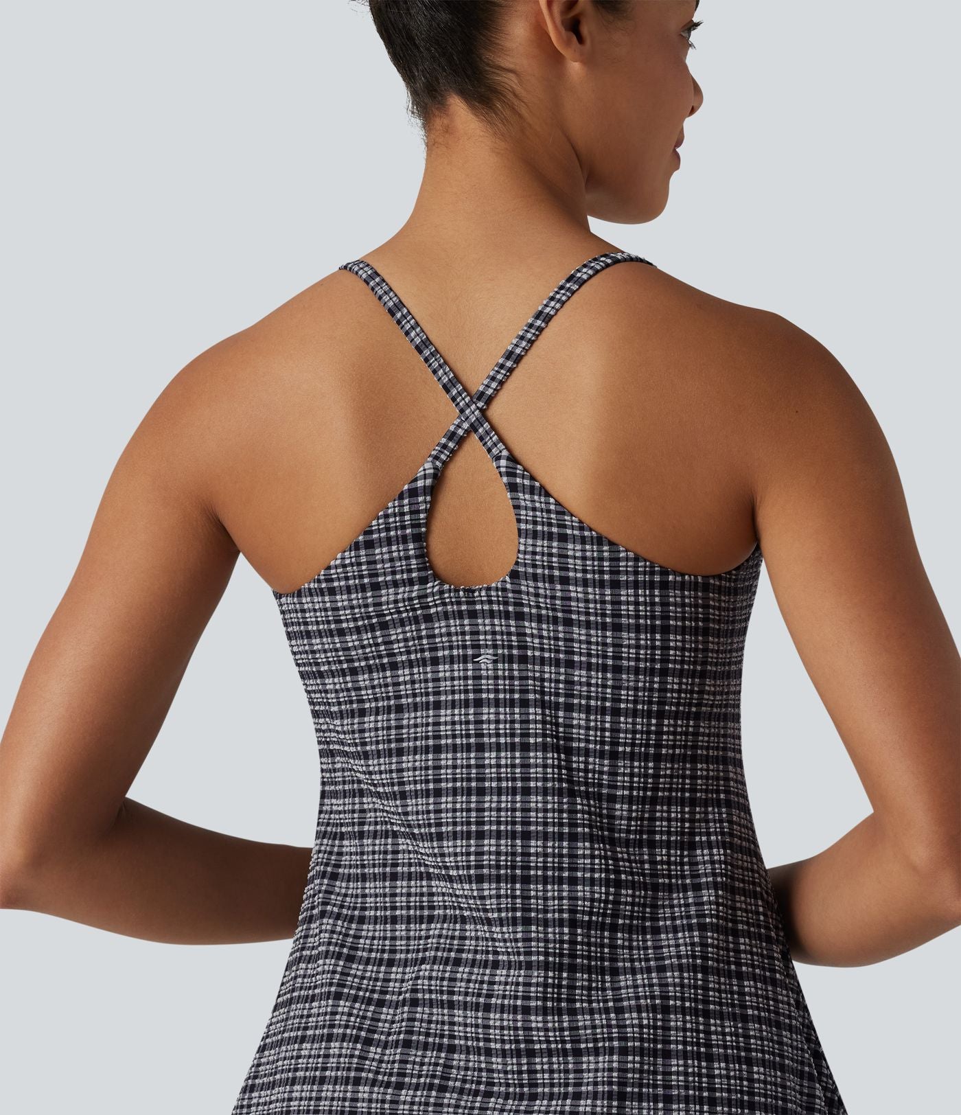 Robe sport mini 2-en-1 de tennis à carreaux tartan froissés, séchage rapide et poches – Édition Easy Peasy