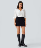 Haut décontracté oversize col V manches bouffantes 3/4