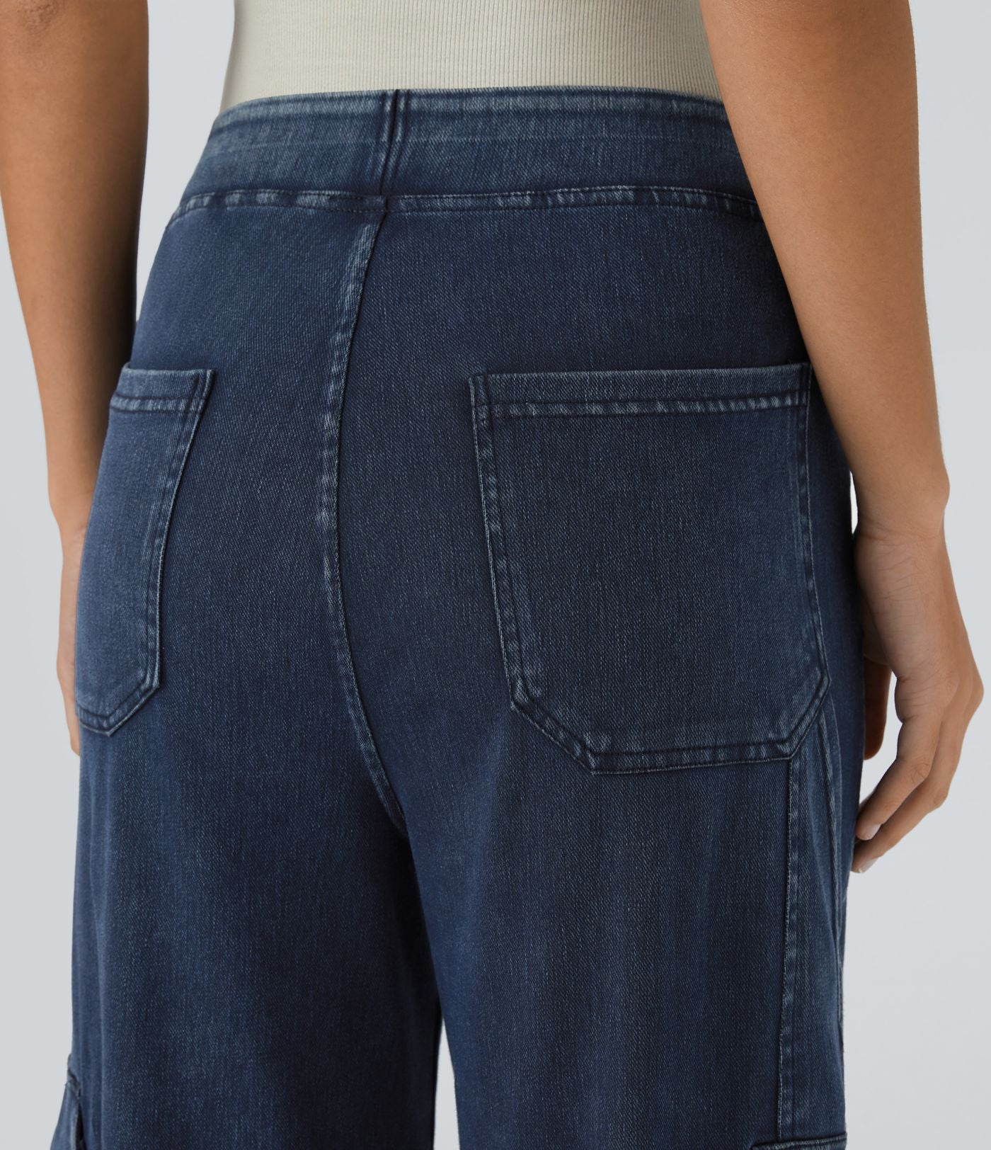 Halara Flex™ Taille Mi-Haute Multiples Poches Jambe Droite Jean Cargo Décontracté Extensible