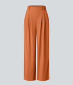 Pantalon Tailleur Large Fluide Halara Flex™ Gaufré Taille Haute Poches Latérales