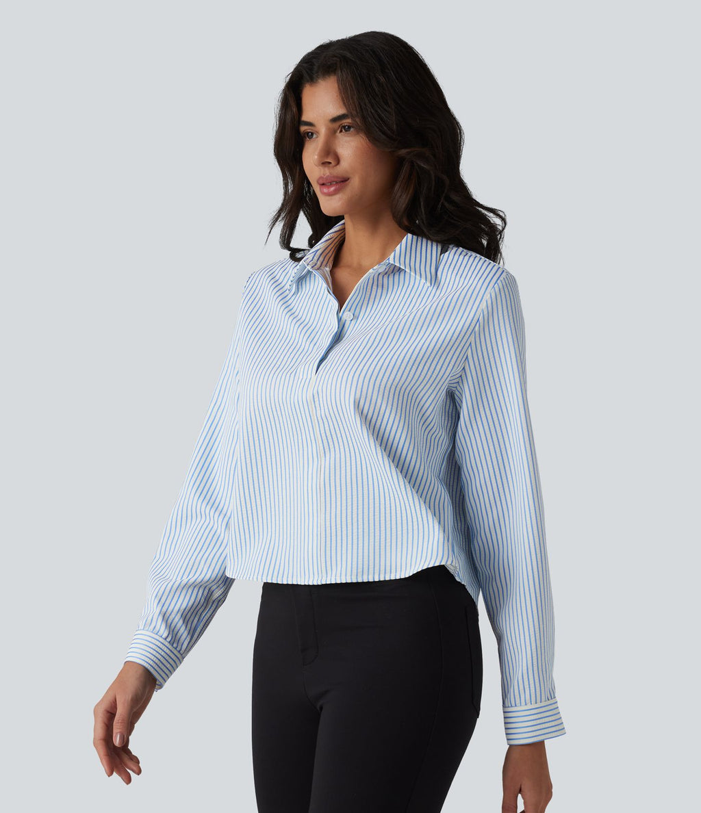 Chemise tailleur à rayures manches longues