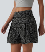 Short ample casual imprimé léopard taille mi-haute 12,5 cm avec poches