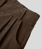 Pantalon en velours côtelé décontracté taille moyenne avec poches latérales