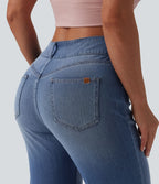 Halara Flex™ Jean évasé casual asymétrique taille mi-haute avec poches
