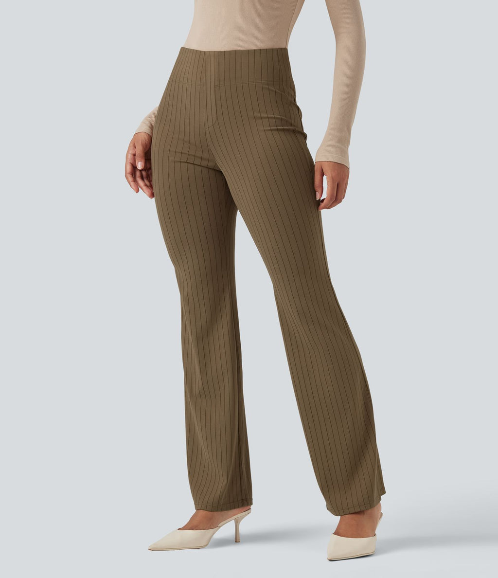 Halara Flex™ Pantalon tailleur évasé à rayures taille haute avec poches