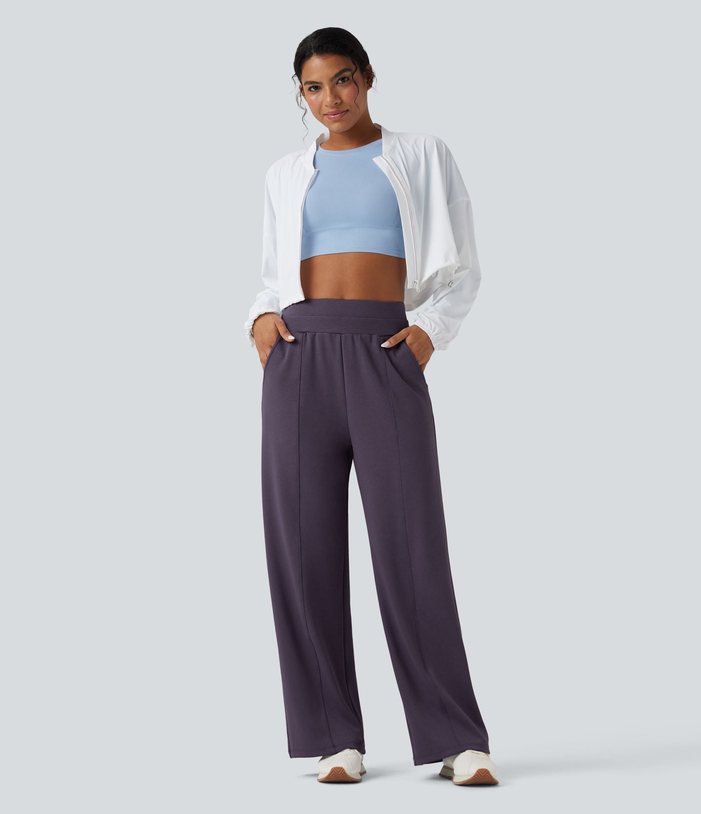 Pantalon de yoga ample taille haute avec poches