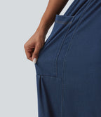 Halara Flex™ Jean large 7/8 casual taille mi-haute en lyocell drapé, avec cordon de serrage et poches