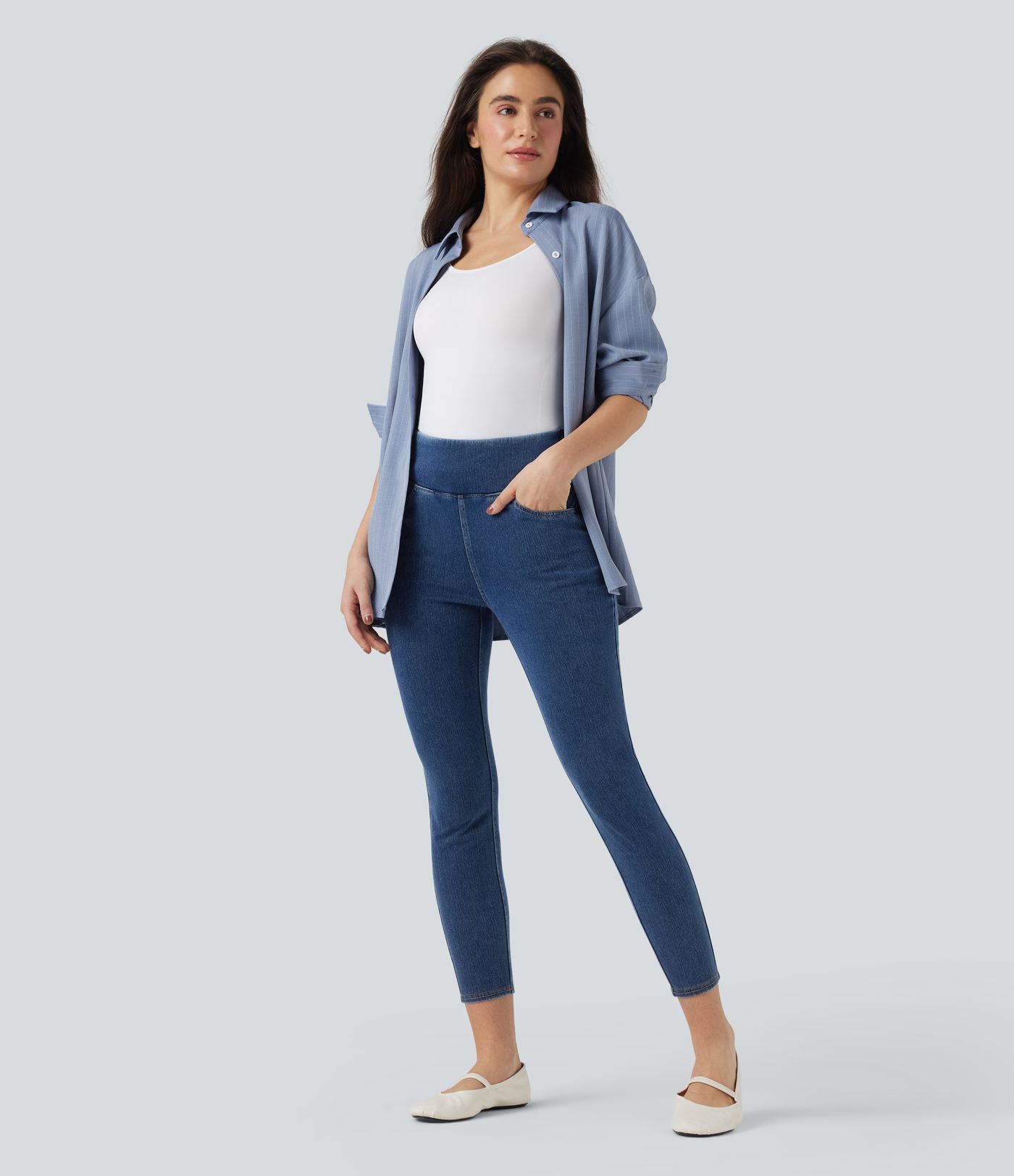 Legging 7/8 denim Halara Flex™ SoCinched gainant effet push-up taille haute avec poches