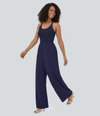 Breezeful™ Combinaison Yoga Fluide Sans Manches Dos Nu Découpée et Torsadée avec Poches Latérales Séchage Rapide