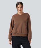 Sweat en coton molleton col rond manches longues avec poches