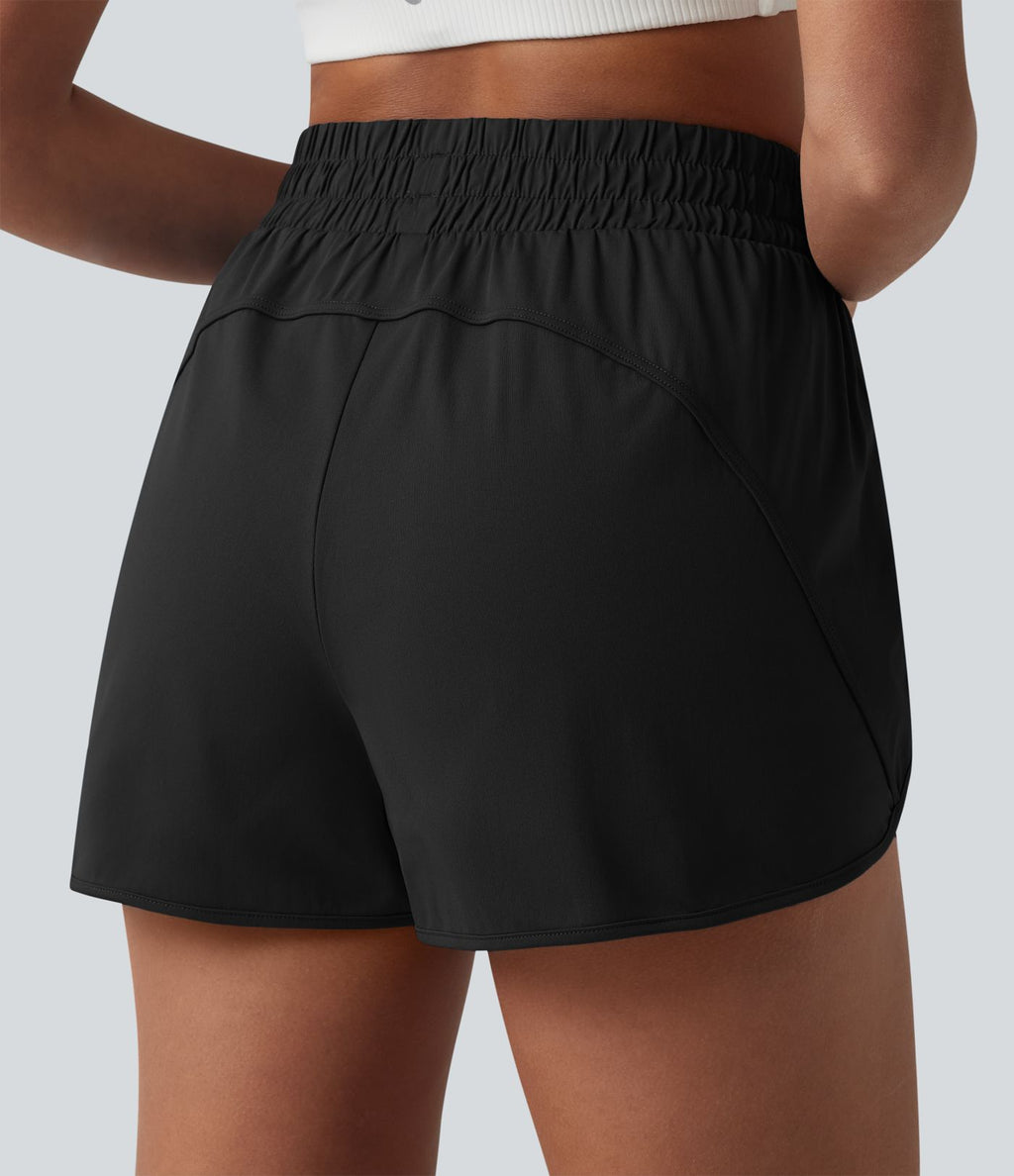 Short de yoga 7,5 cm taille haute à ourlet arrondi et poches