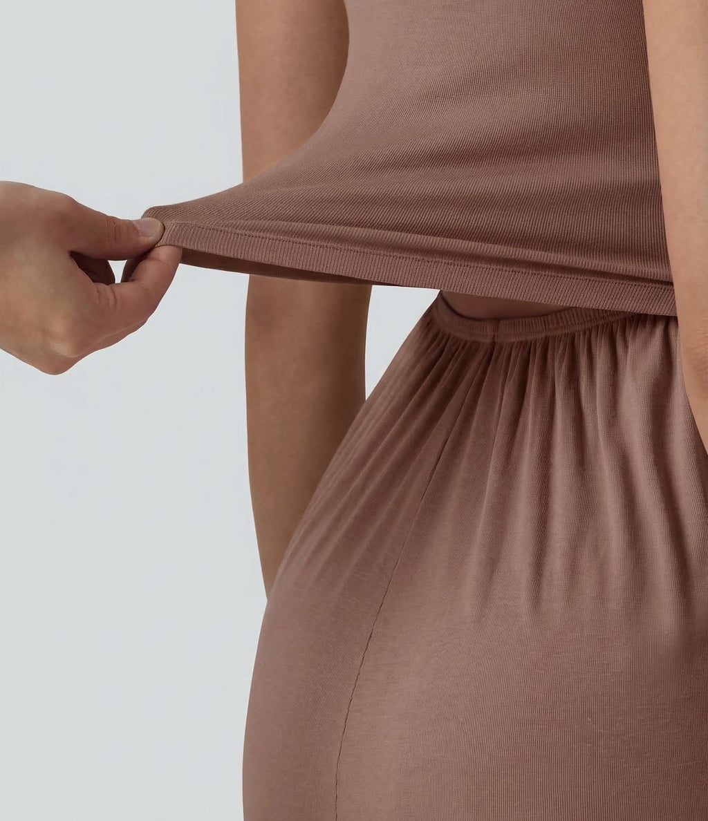 Combishort casual côtelé sans manches col V, fronces et soutien-gorge intégré, avec poches – Easy Peasy