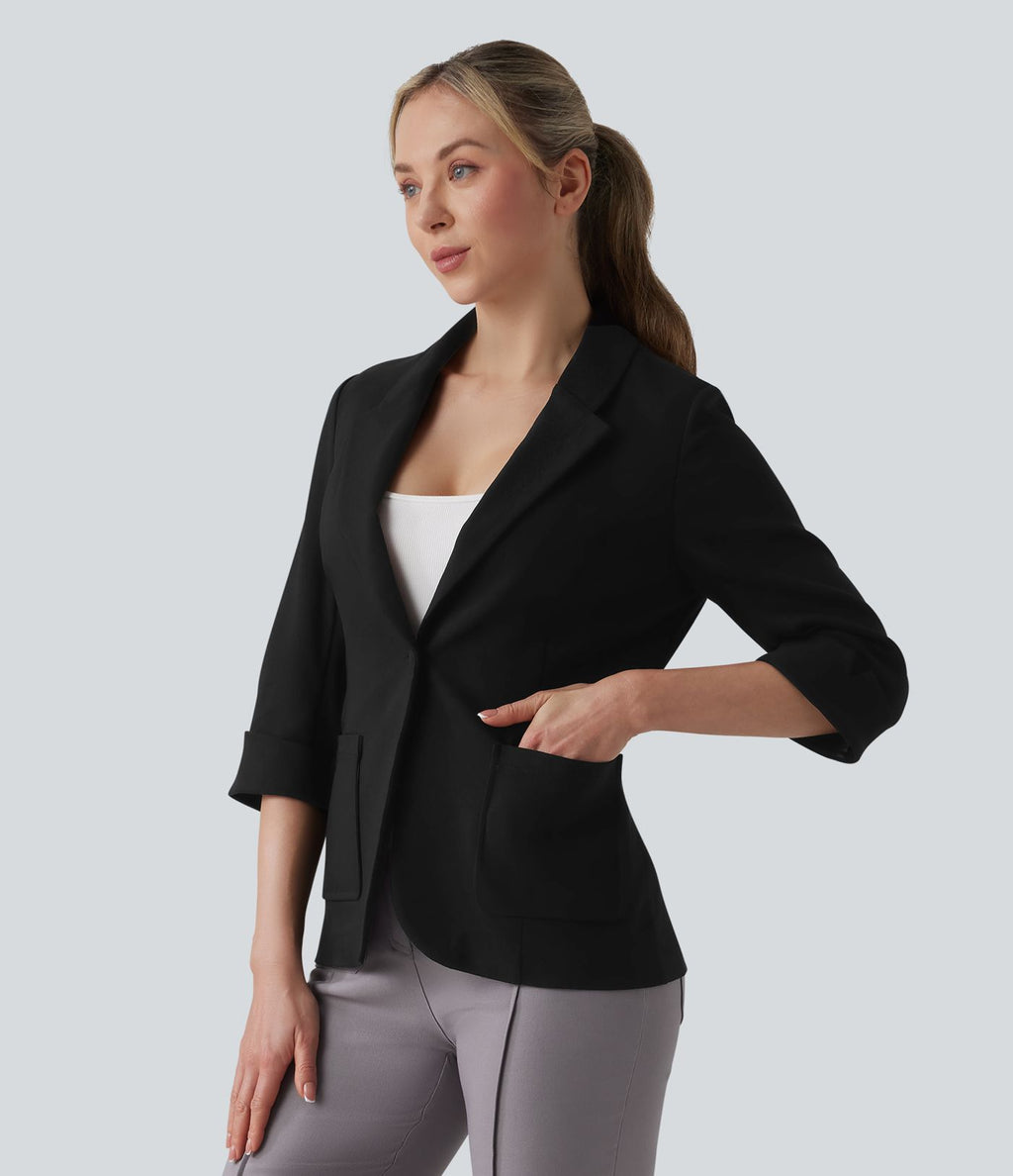 Blazer de travail col châle manches 3/4 avec poches