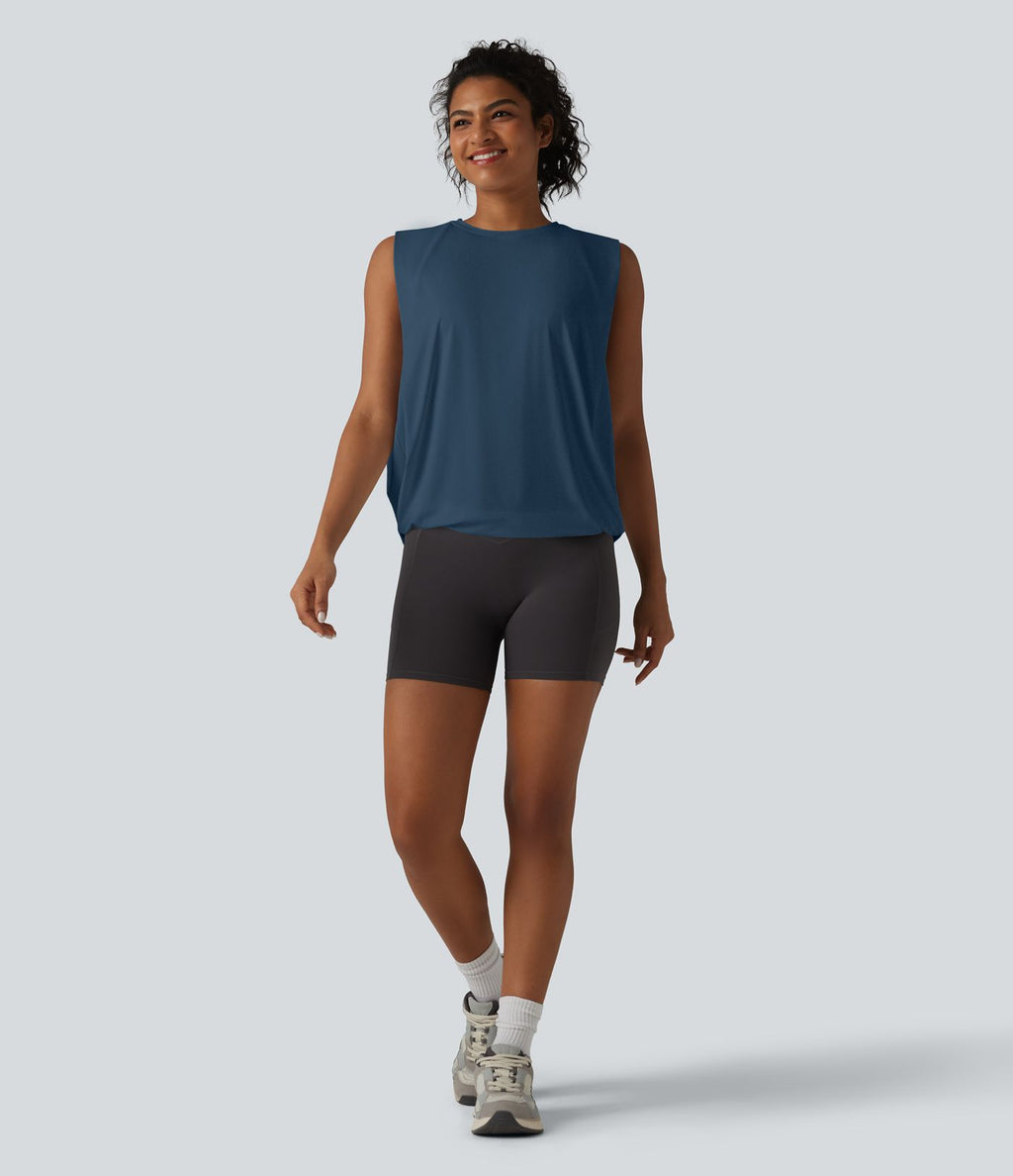 Débardeur de yoga col rond croisé effet frais InstantCool, protection solaire UPF50+