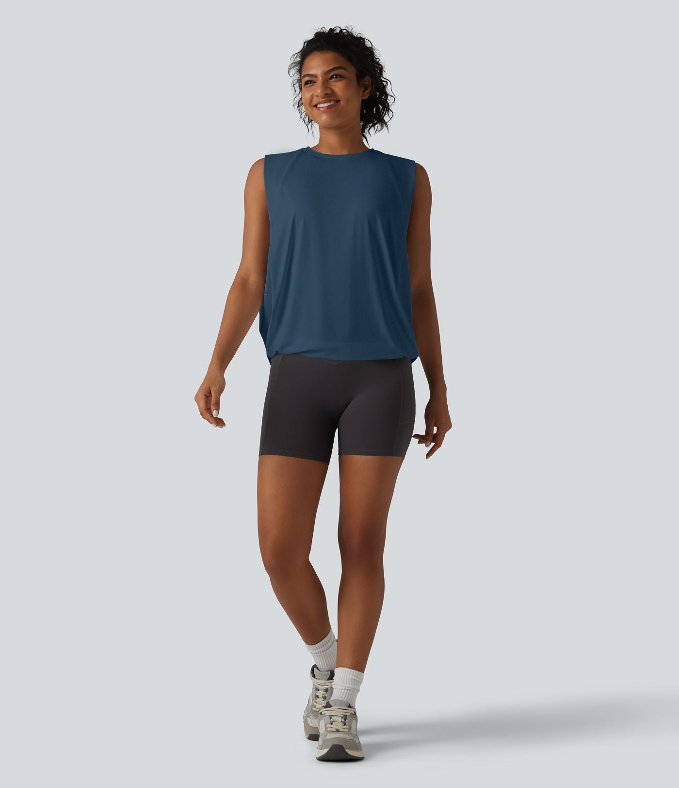 Débardeur de yoga col rond croisé effet frais InstantCool, protection solaire UPF50+