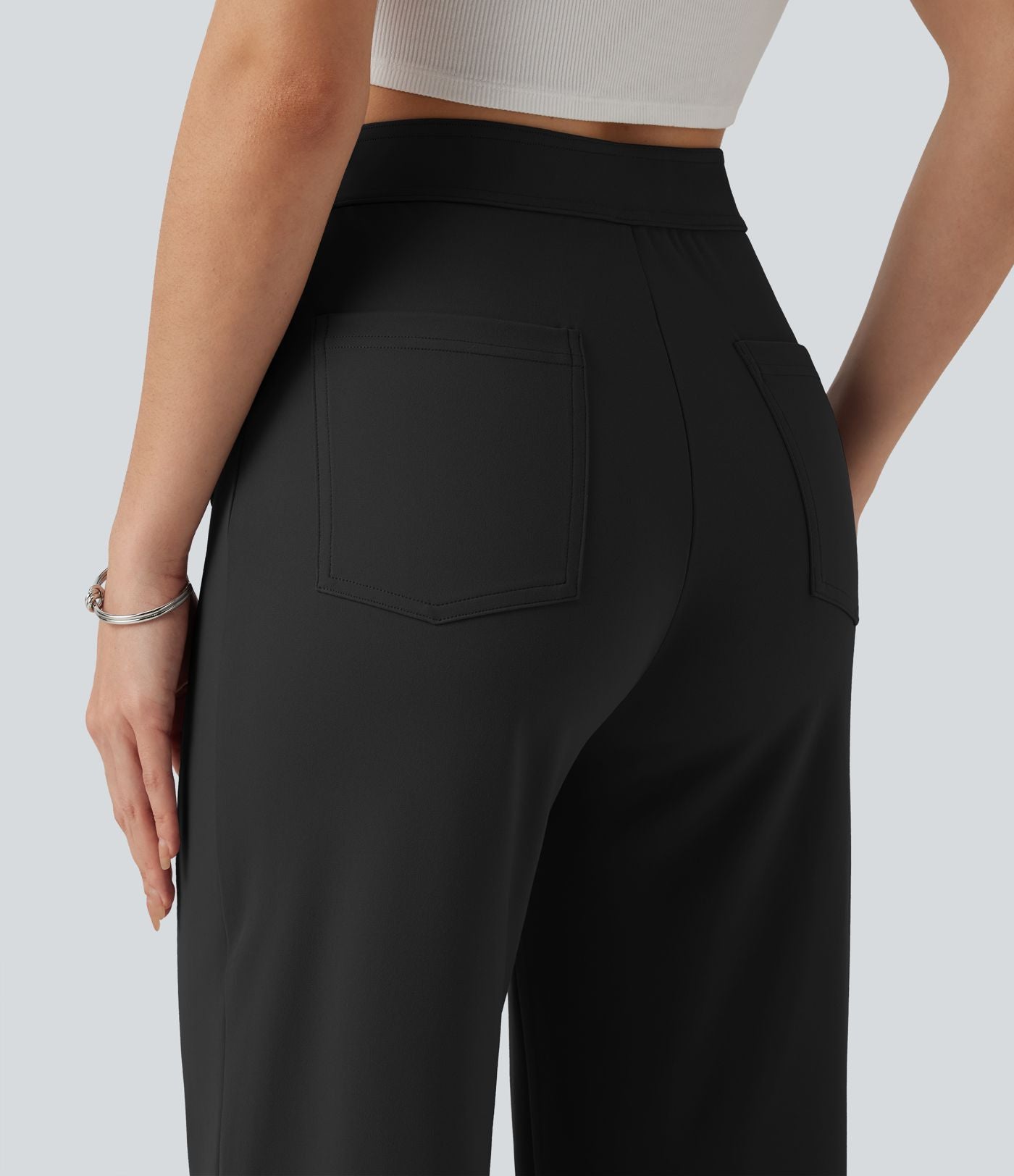 Pantalon coupe droite DayStretch décontracté court, taille haute, à poches