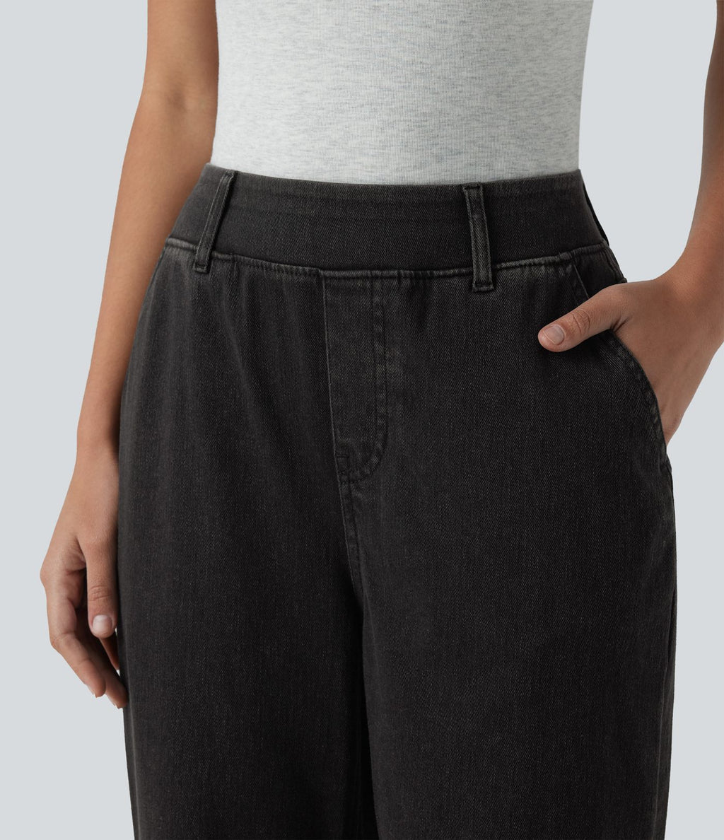 Jean Halara Flex™ taille haute coupe droite décontracté avec poches