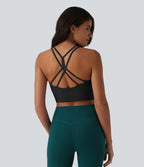 OneForm Débardeur court de yoga sans coutures jacquard dos nu croisé froncé soutien-gorge intégré