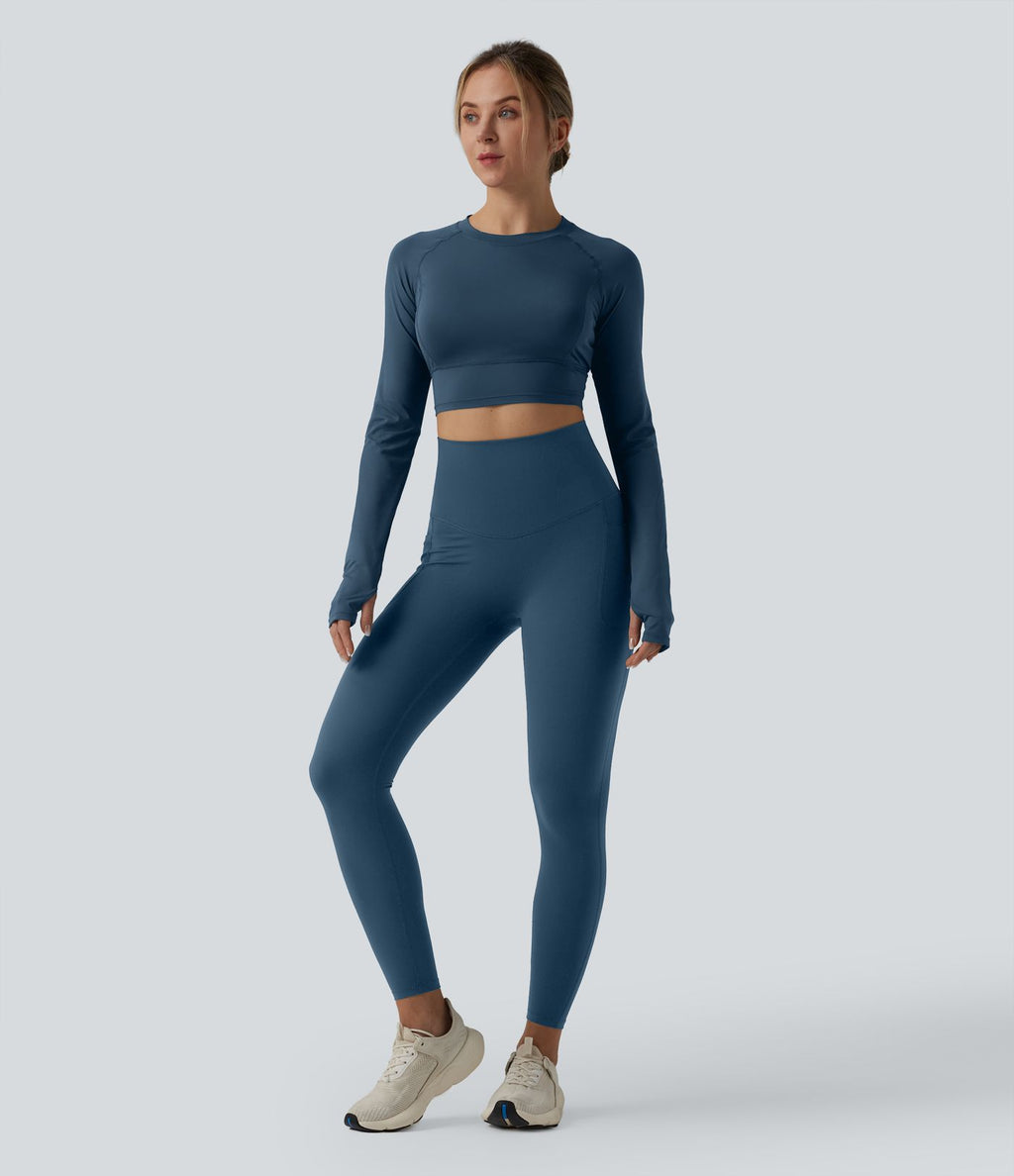 Halara Ultrasculpt™ Legging de running gainant taille haute dos croisé avec poches