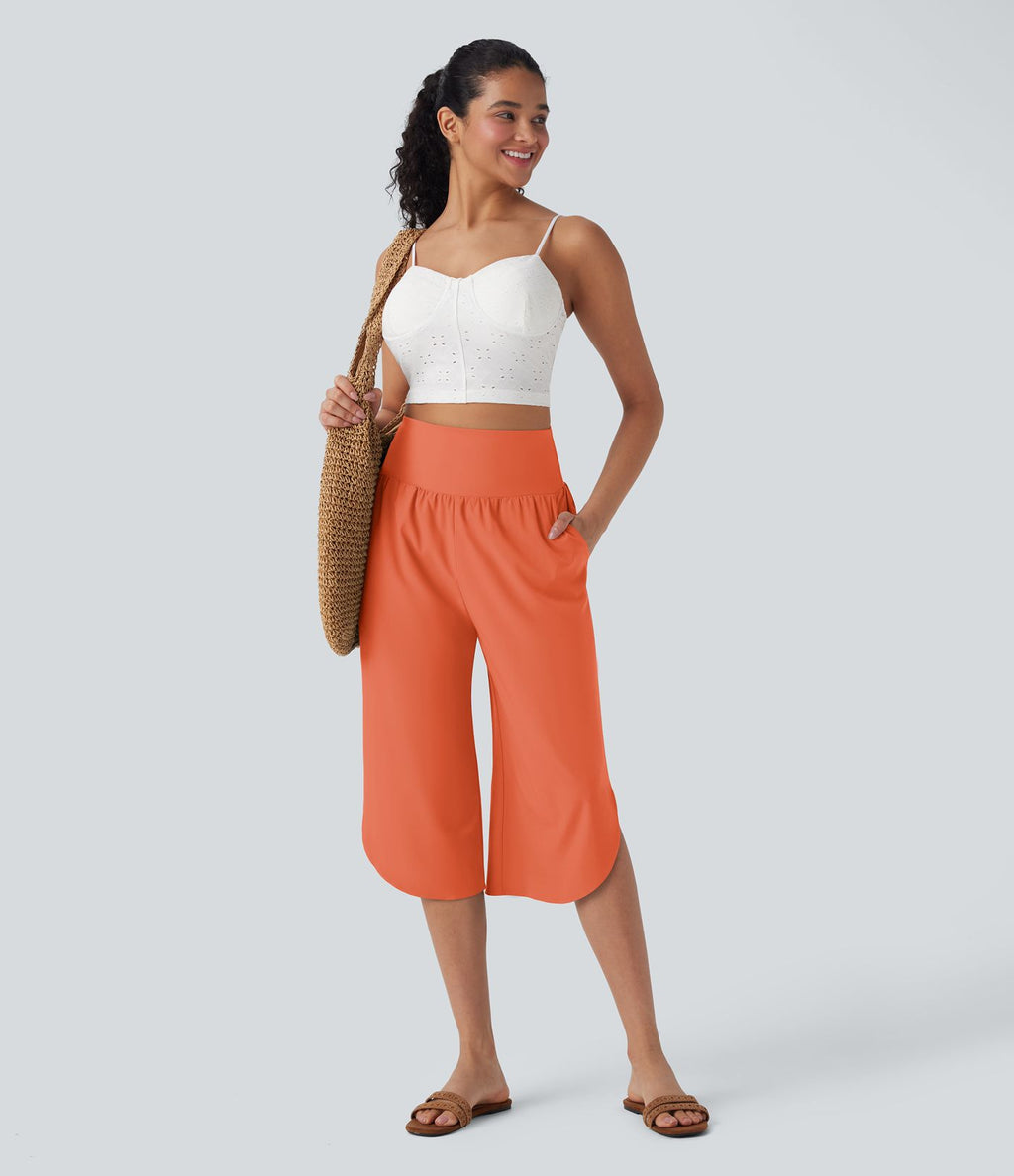 Pantalon corsaire gainant taille haute à ourlet asymétrique et séchage rapide avec poches Breezeful™