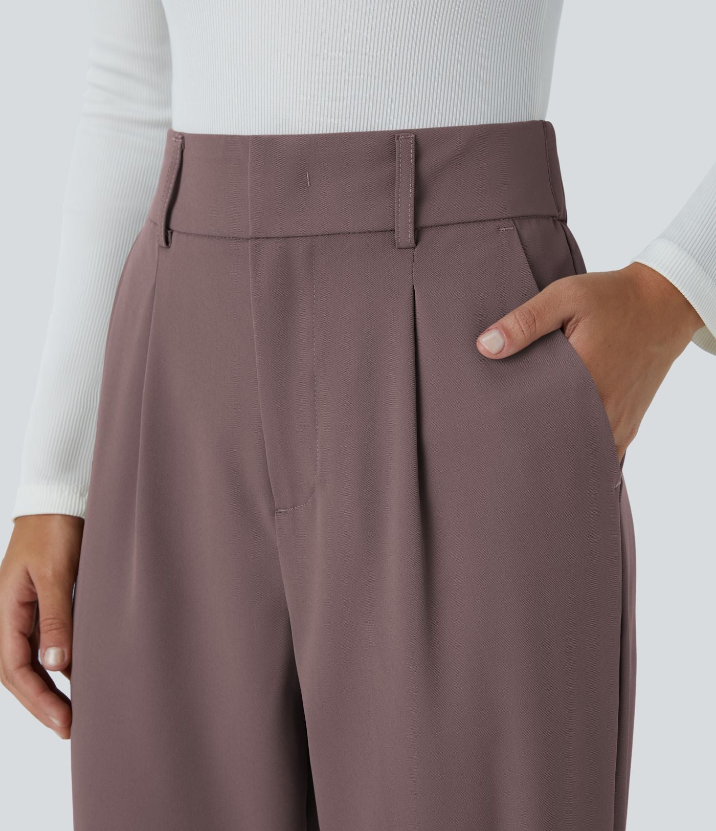 Pantalon tailleur Halara Flex™ fuselé uni, taille haute, avec poches