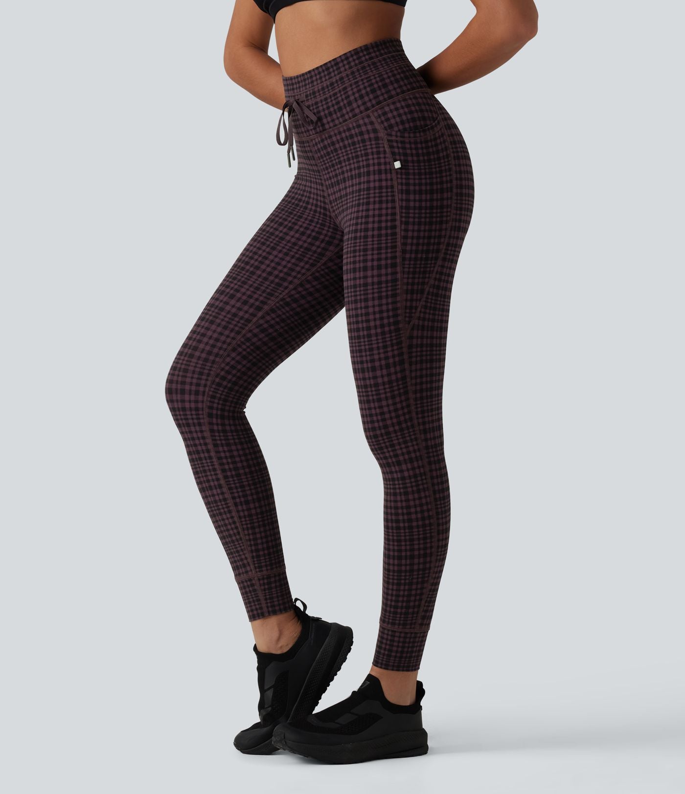 Legging de yoga Halara UltraSculpt™ taille haute avec cordon de serrage imprimé carreaux avec poches