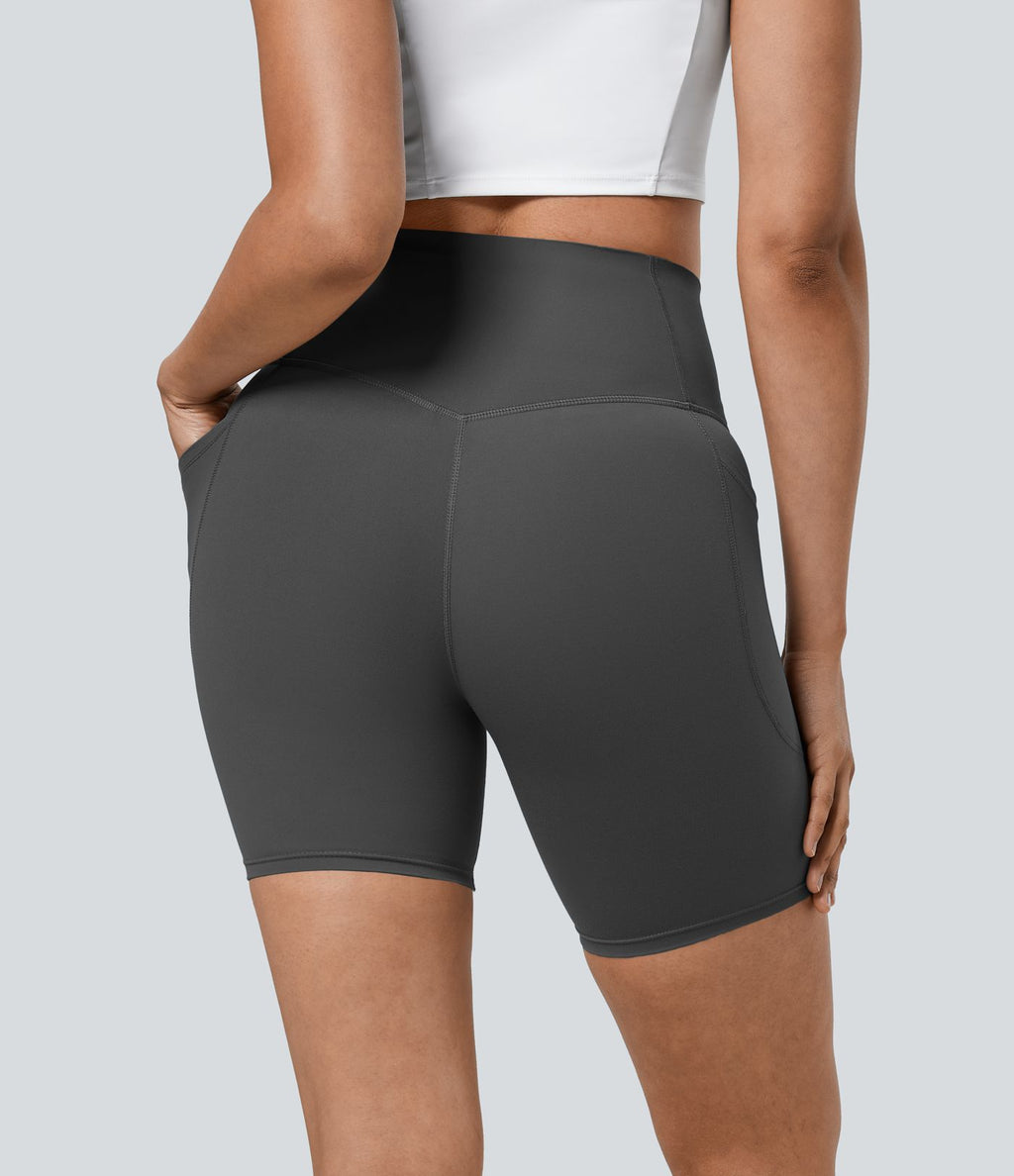 Short cycliste 17,5 cm d'entraînement gainant taille haute avec poches Halara UltraSculpt™