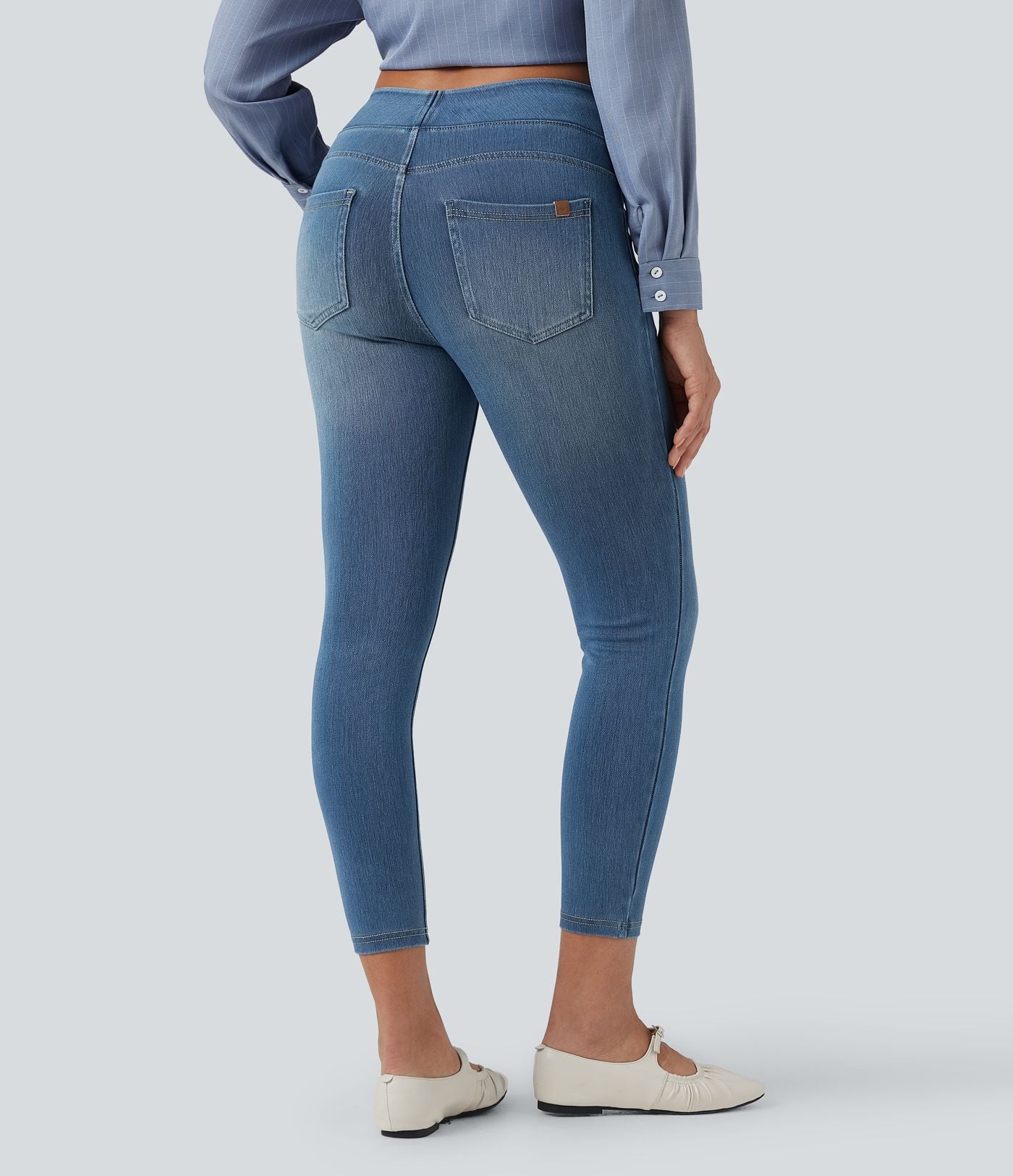 Leggings 7/8 décontractés en denim taille haute avec poches Halara Flex™