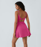 Robe de sport danse 2-pièces SoftlyZero™ Plush double bretelles caraco avec poche A-D