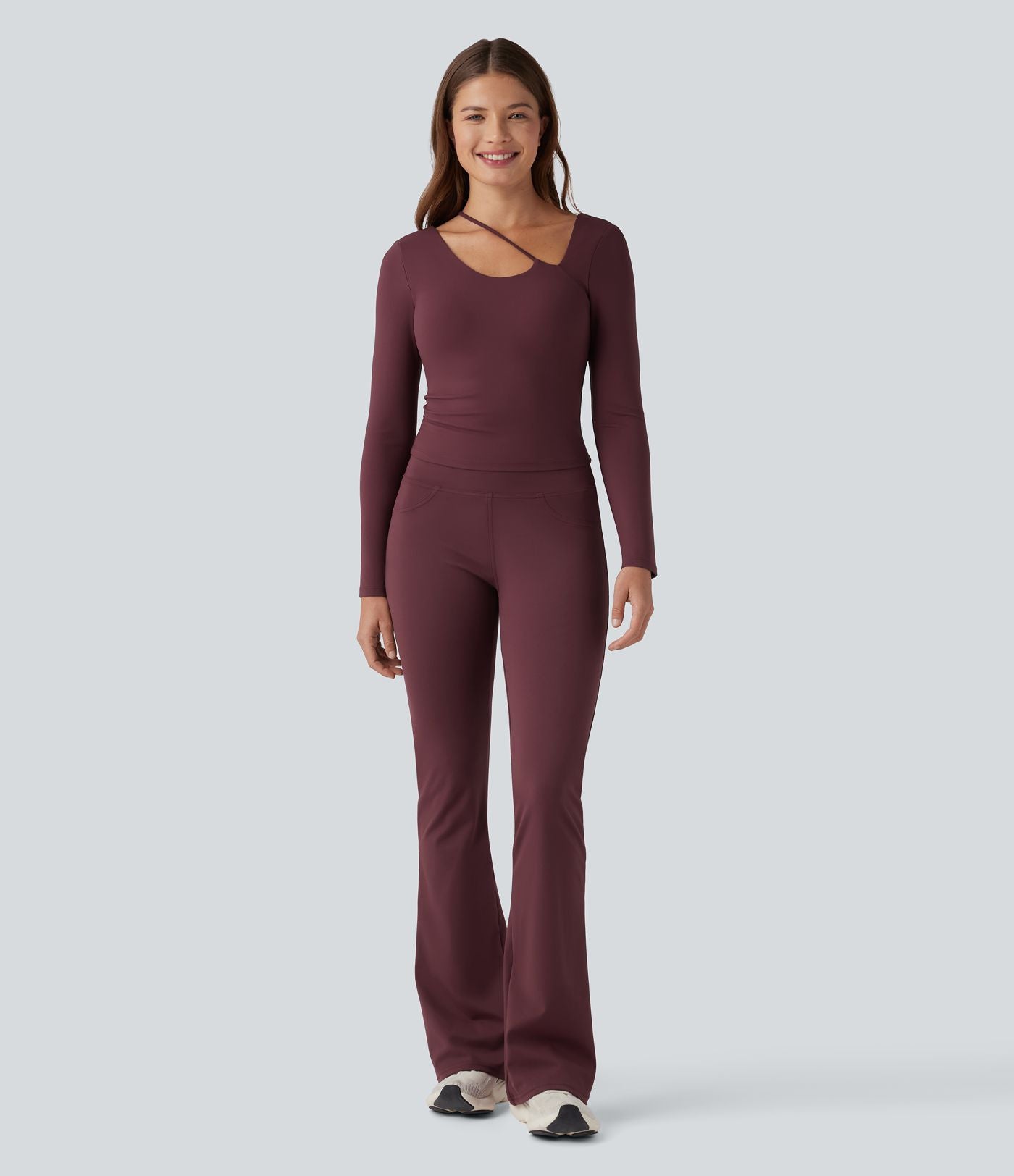 Haut de yoga SoftlyZero™ Plush push-up asymétrique à manches longues