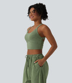 Débardeur court décontracté chiné dos nu ajusté torsadé avec boucle réglable