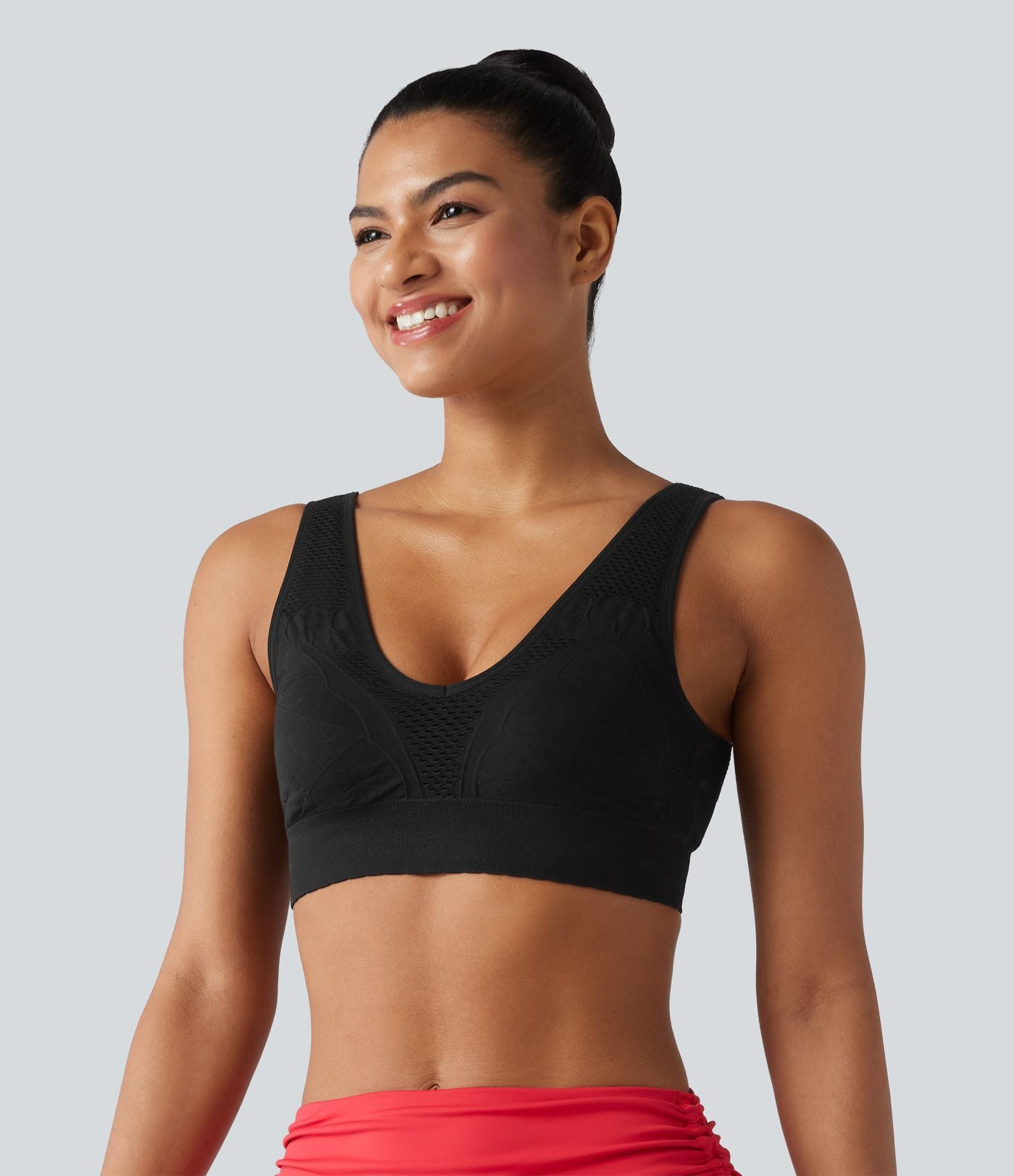 Brassière de sport OneForm Seamless Flow sans couture à col V, maintien léger, pour le yoga