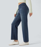 Jean droit Halara Flex™ taille mi-haute croisé gainant avec poches